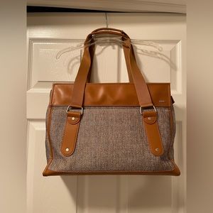 Tweed, leather, and canvas briefcase. Like new.